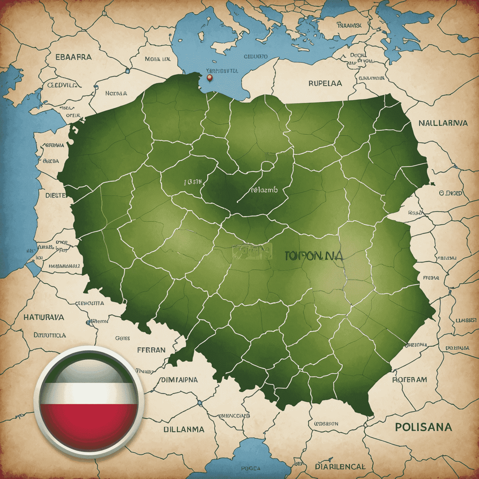 Logo PolandSolutions Click przedstawiające mapę Polski z ikoną kliknięcia